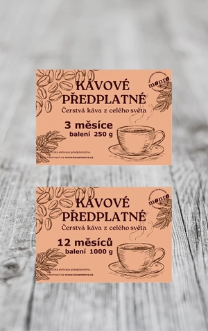 Kávové předplatné čerstvě pražené kávy - 100% výběrová Arabika Monro